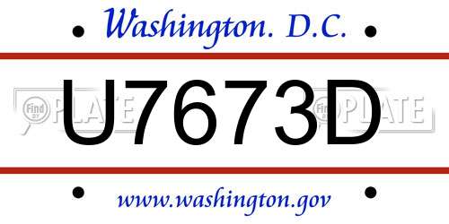 U7673D District Of Columbia License Plate