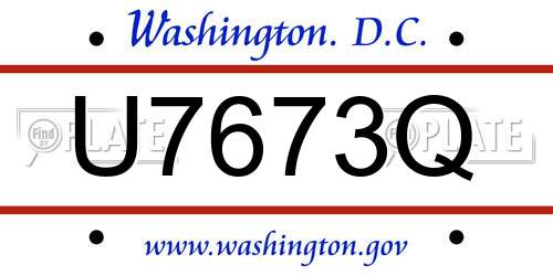 U7673Q District Of Columbia License Plate
