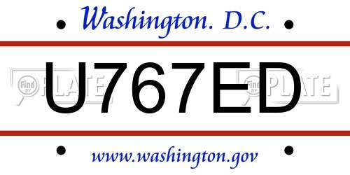U767ED District Of Columbia License Plate