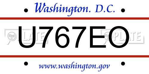 U767EO District Of Columbia License Plate