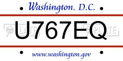 U767EQ District Of Columbia License Plate