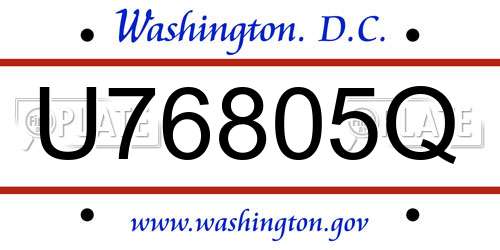 U76805Q District Of Columbia License Plate