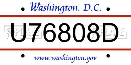 U76808D District Of Columbia License Plate