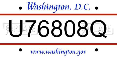 U76808Q District Of Columbia License Plate