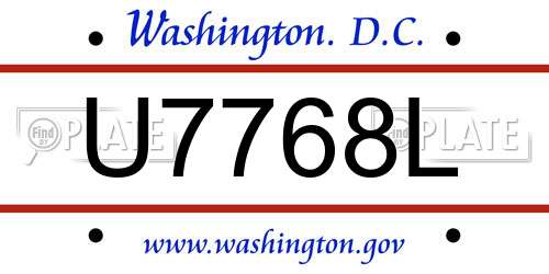 U7768L District Of Columbia License Plate
