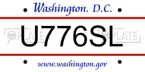U776SL District Of Columbia License Plate