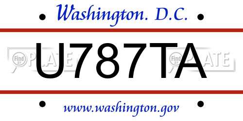 U787TA District Of Columbia License Plate