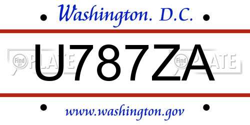 U787ZA District Of Columbia License Plate