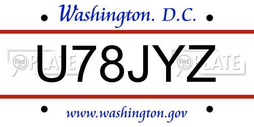 U78JYZ District Of Columbia License Plate