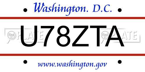 U78ZTA District Of Columbia License Plate