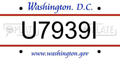 U7939I District Of Columbia License Plate
