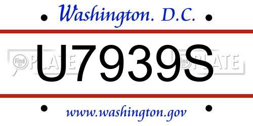 U7939S District Of Columbia License Plate