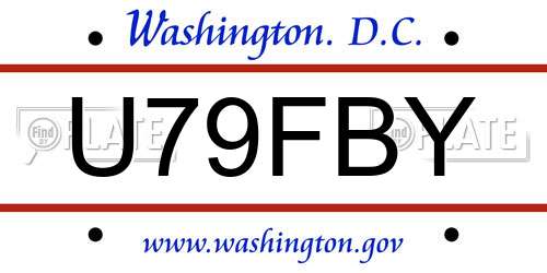 U79FBY District Of Columbia License Plate