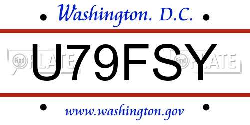 U79FSY District Of Columbia License Plate
