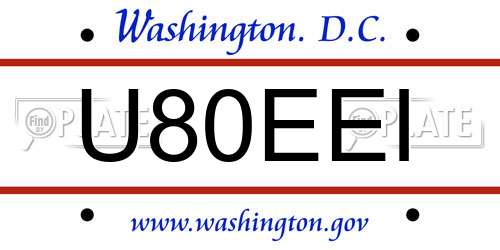 U80EEI District Of Columbia License Plate