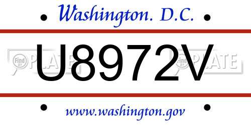 U8972V District Of Columbia License Plate