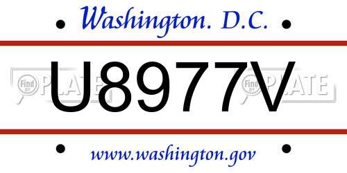 U8977V District Of Columbia License Plate