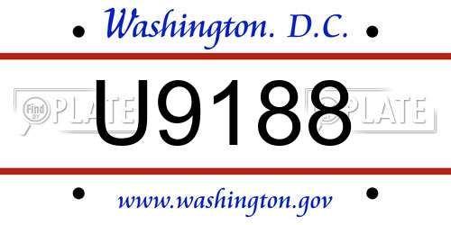 U9188 District Of Columbia License Plate