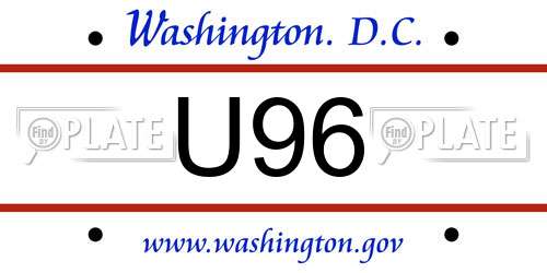 U96 District Of Columbia License Plate