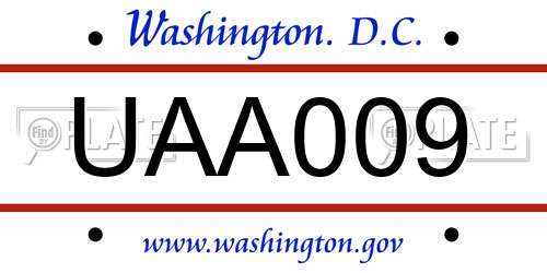 UAA009 District Of Columbia License Plate