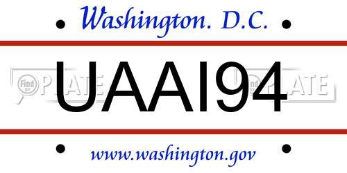 UAAI94 District Of Columbia License Plate