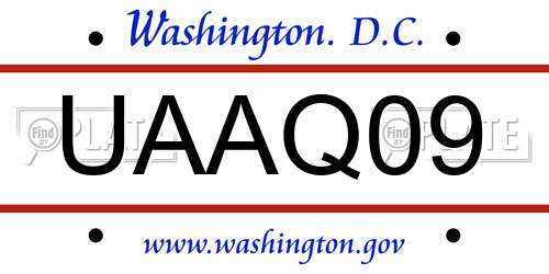 UAAQ09 District Of Columbia License Plate