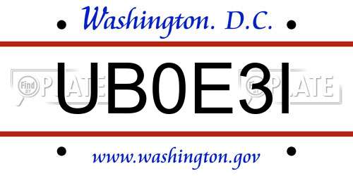 UB0E3I District Of Columbia License Plate
