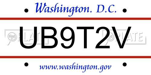 UB9T2V District Of Columbia License Plate