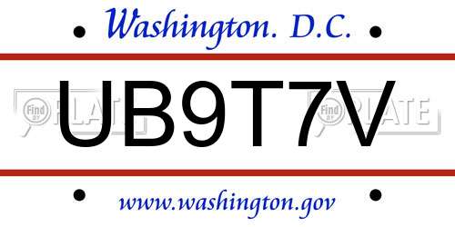 UB9T7V District Of Columbia License Plate