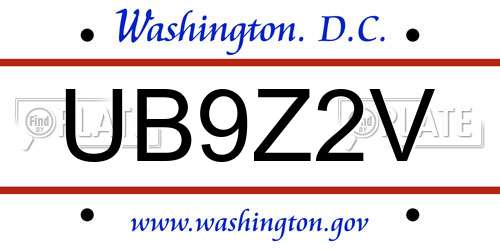 UB9Z2V District Of Columbia License Plate