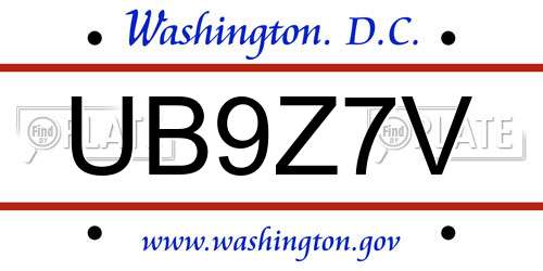 UB9Z7V District Of Columbia License Plate