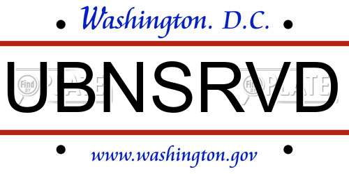 UBNSRVD District Of Columbia License Plate