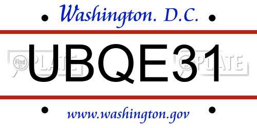 UBQE31 District Of Columbia License Plate