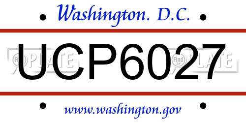 UCP6027 District Of Columbia License Plate