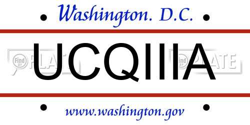 UCQIIIA District Of Columbia License Plate