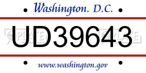 UD39643 District Of Columbia License Plate