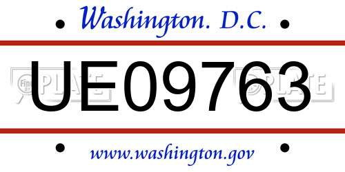 UE09763 District Of Columbia License Plate