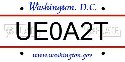 UE0A2T District Of Columbia License Plate