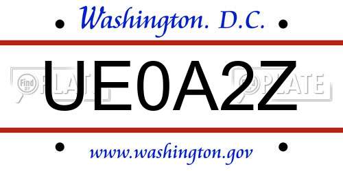 UE0A2Z District Of Columbia License Plate
