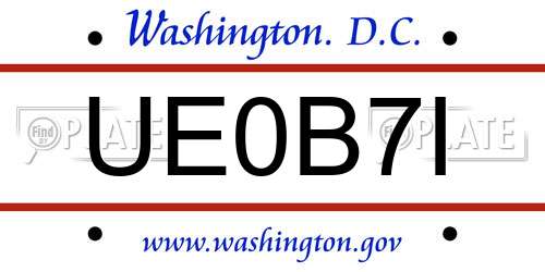 UE0B7I District Of Columbia License Plate
