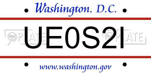 UE0S2I District Of Columbia License Plate