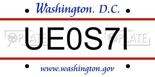 UE0S7I District Of Columbia License Plate