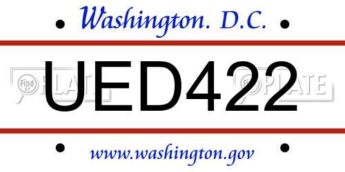 UED422 District Of Columbia License Plate