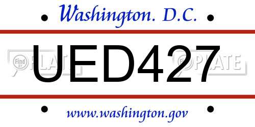 UED427 District Of Columbia License Plate