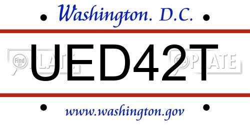 UED42T District Of Columbia License Plate