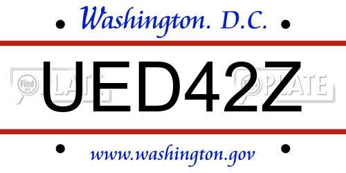 UED42Z District Of Columbia License Plate