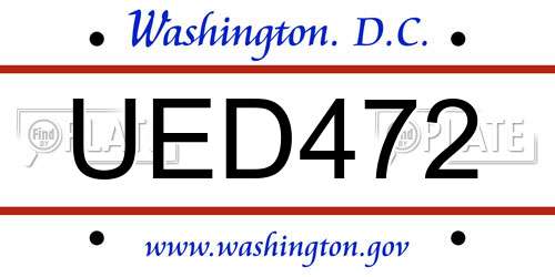 UED472 District Of Columbia License Plate