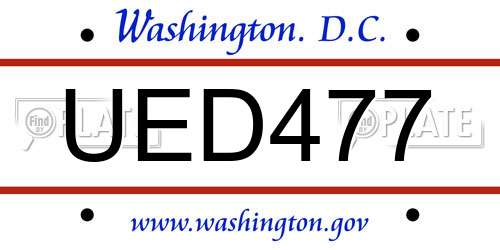 UED477 District Of Columbia License Plate