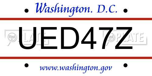 UED47Z District Of Columbia License Plate