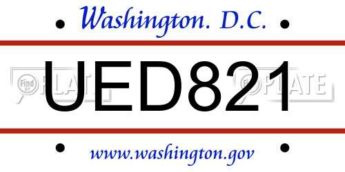UED821 District Of Columbia License Plate